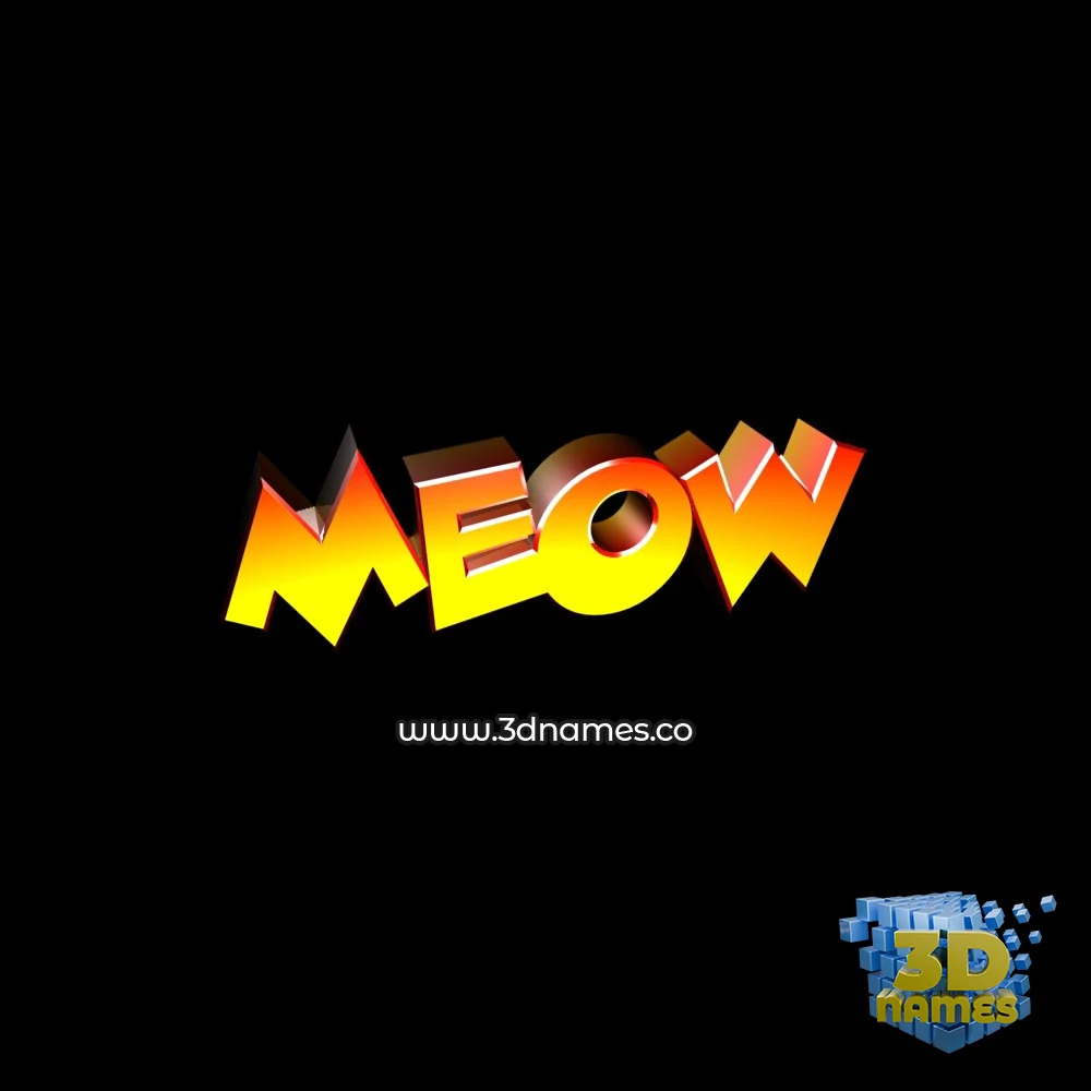 meow in Black Background style - 3D name wallpaper