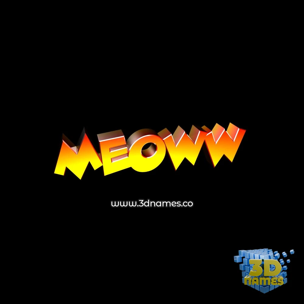 meoww in Black Background style - 3D name wallpaper