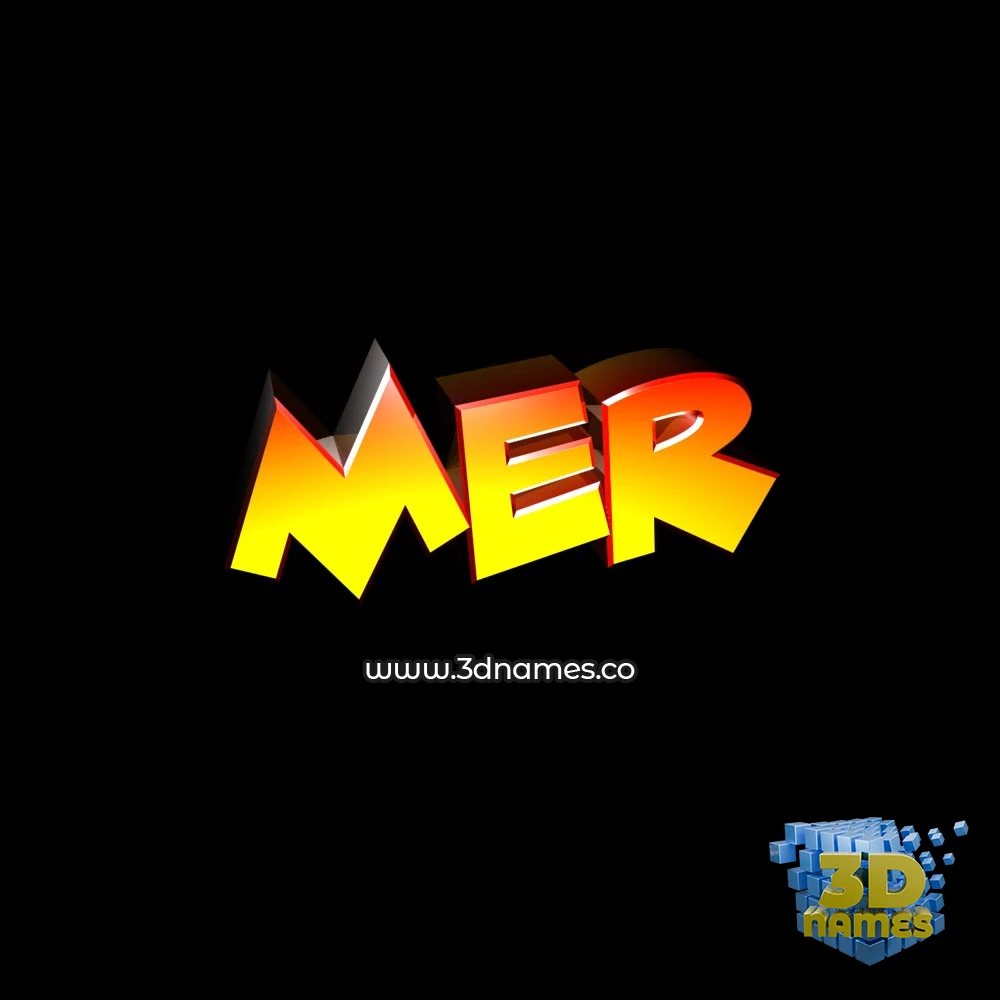 mer in Black Background style - 3D name wallpaper