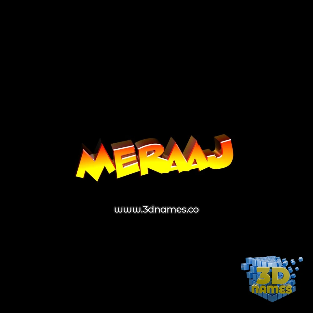 meraaj in Black Background style - 3D name wallpaper