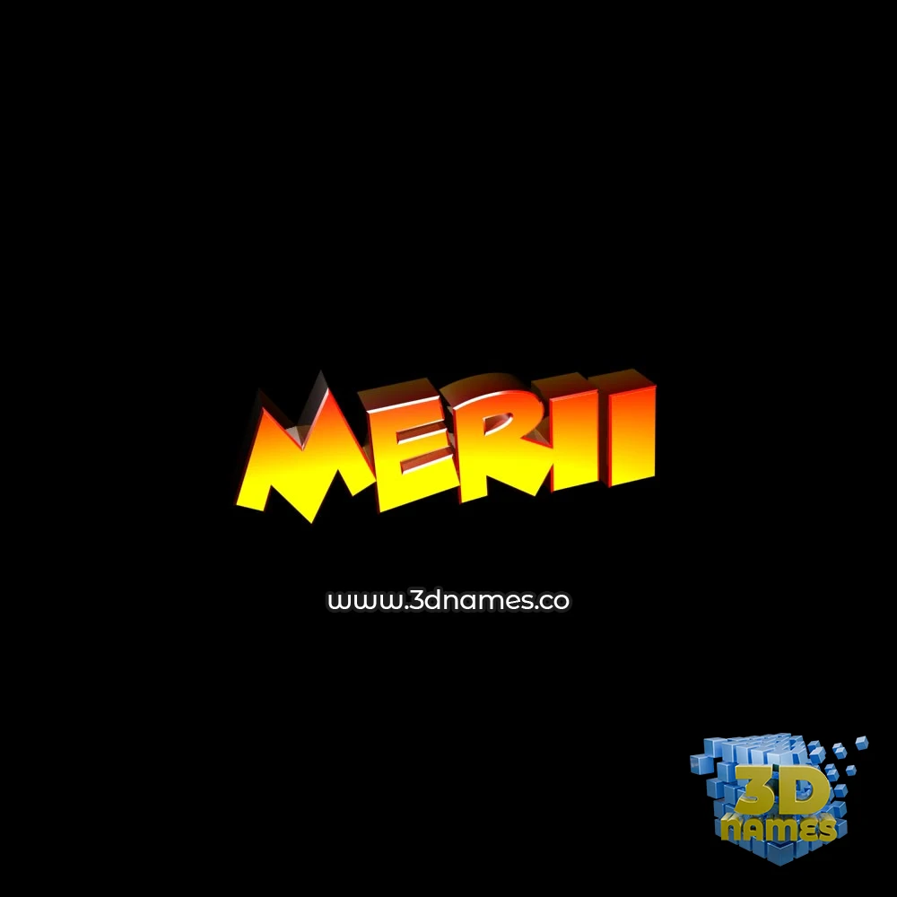 merii in Black Background style - 3D name wallpaper