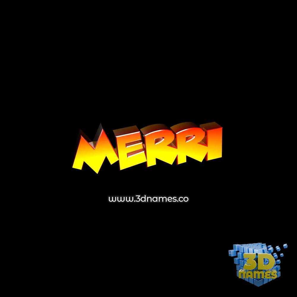 merri in Black Background style - 3D name wallpaper