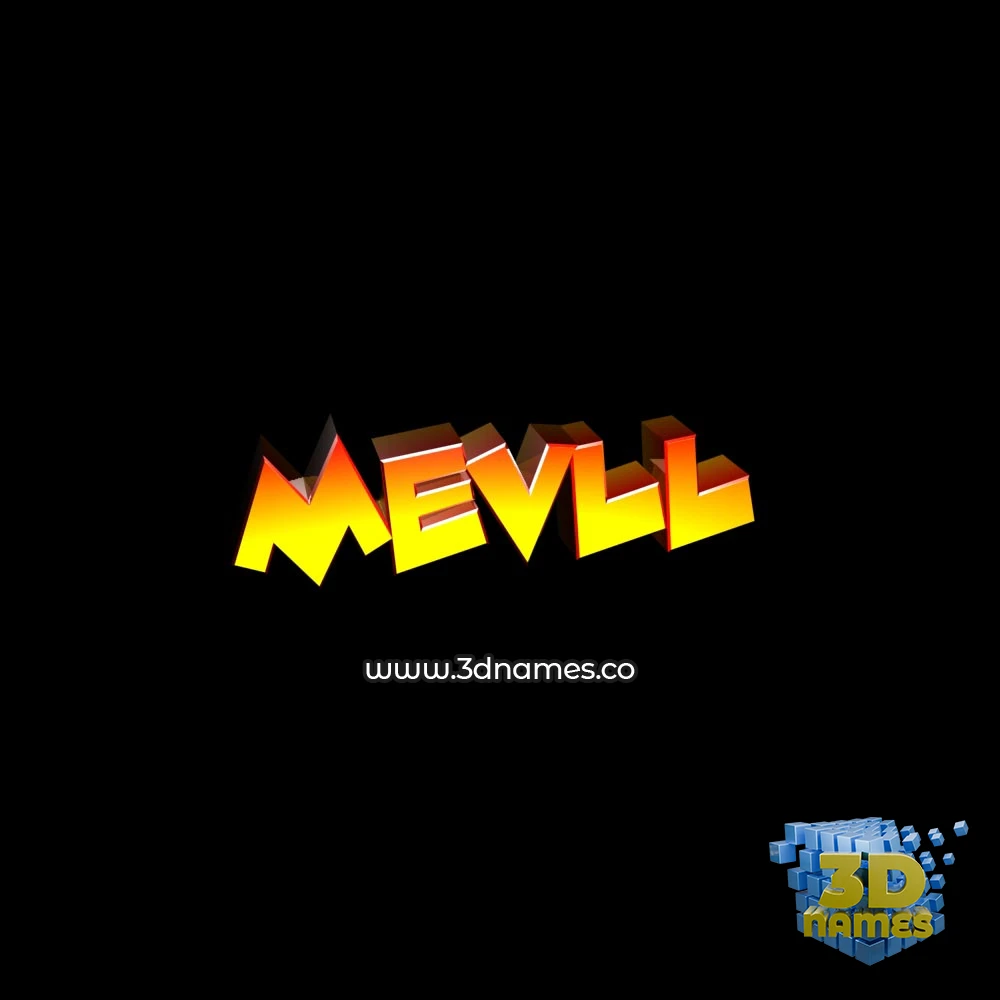 mevll in Black Background style - 3D name wallpaper