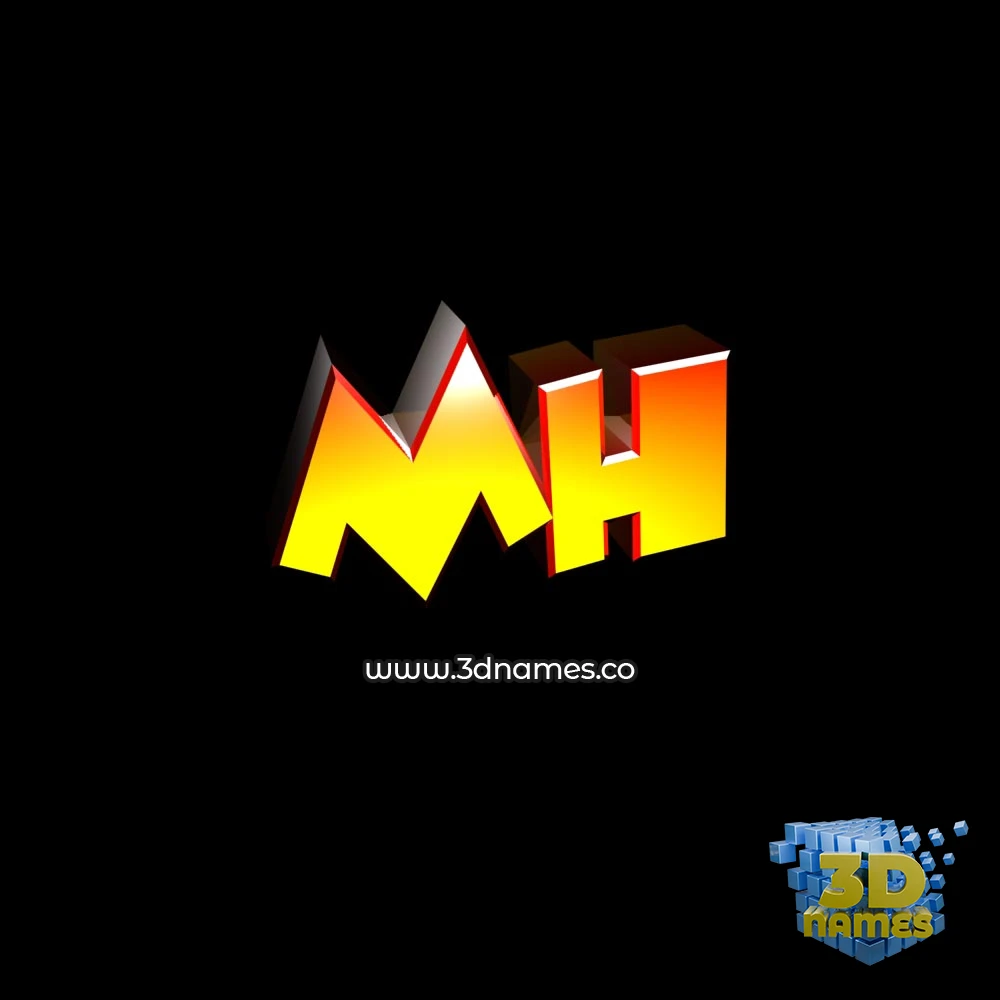 mh in Black Background style - 3D name wallpaper