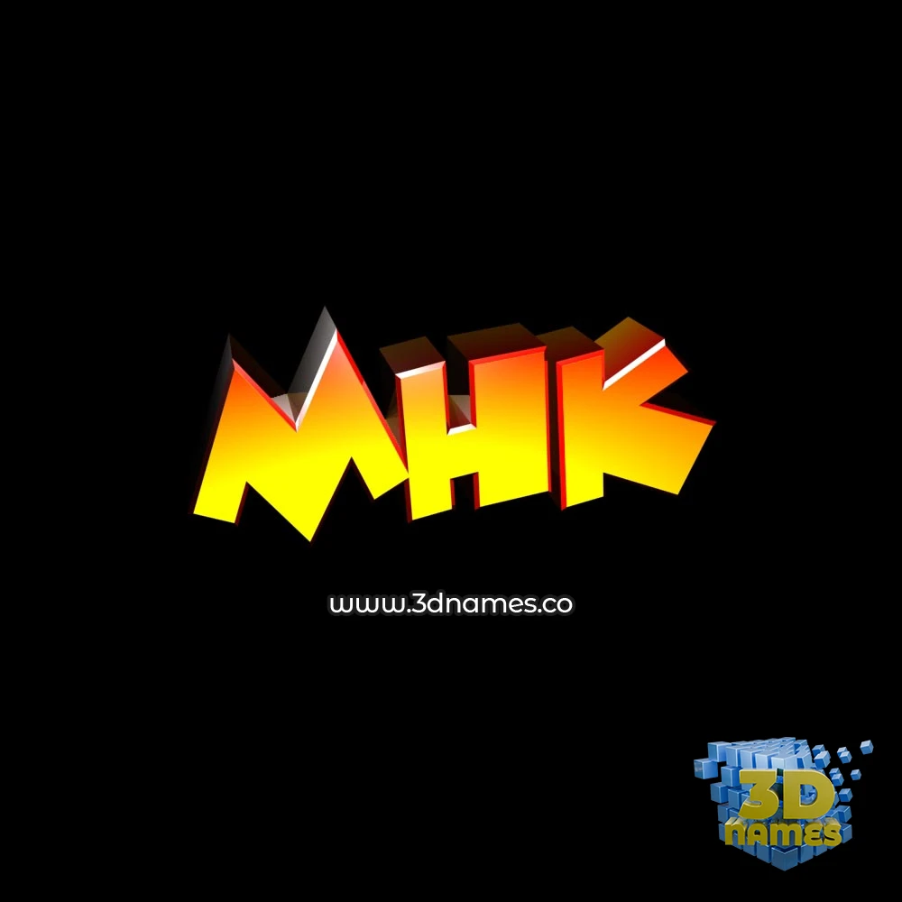 mhk in Black Background style - 3D name wallpaper
