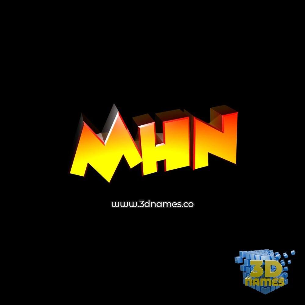 mhn in Black Background style - 3D name wallpaper