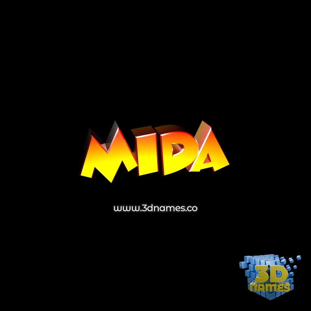 mida in Black Background style - 3D name wallpaper