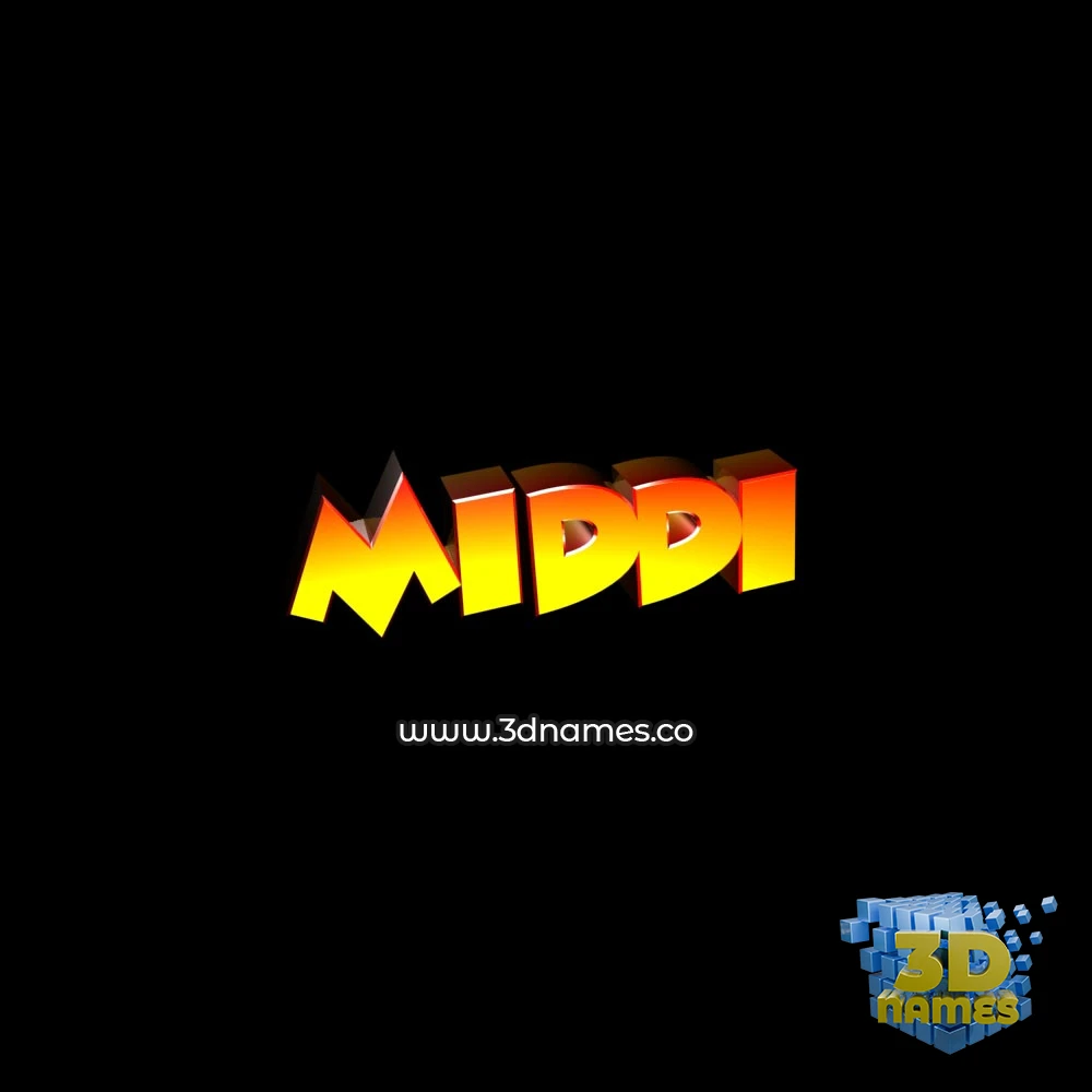 middi in Black Background style - 3D name wallpaper
