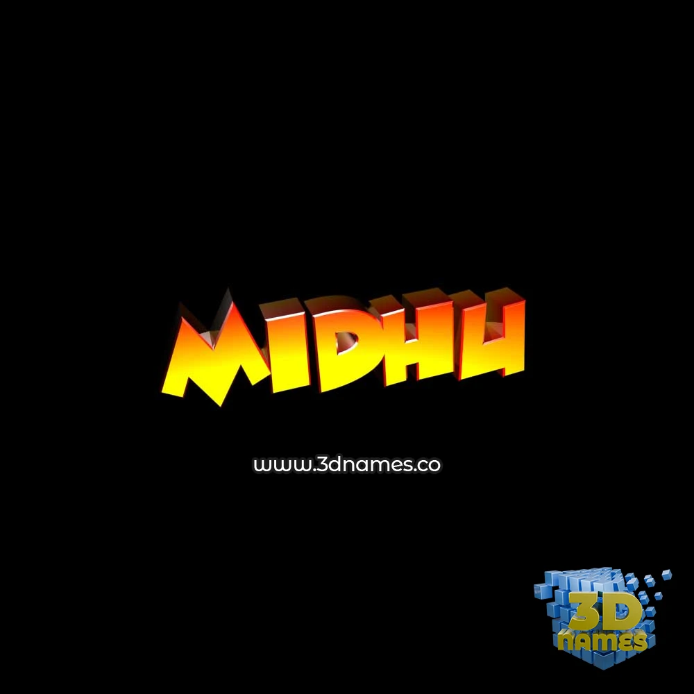 midhu in Black Background style - 3D name wallpaper
