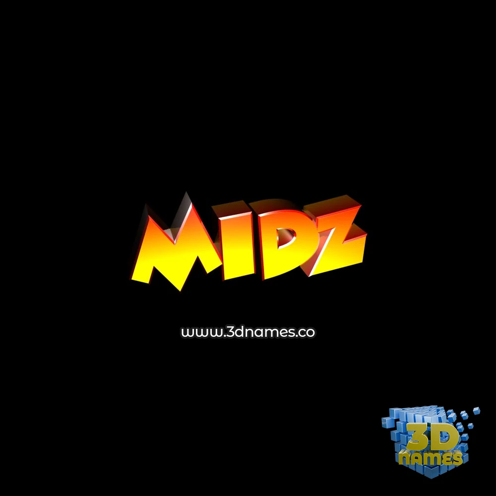 midz in Black Background style - 3D name wallpaper