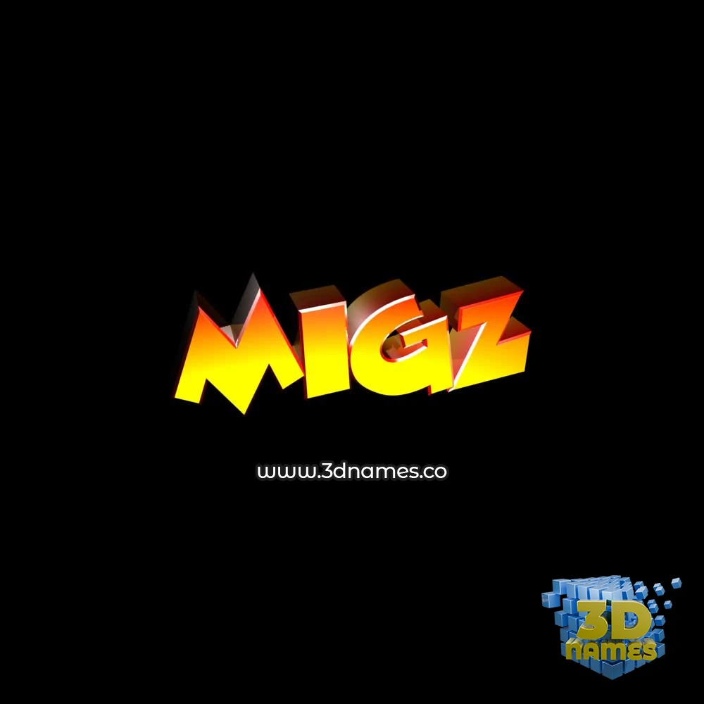 migz in Black Background style - 3D name wallpaper