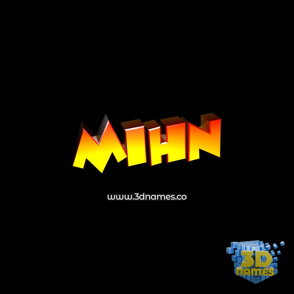 mihn in Black Background style - 3D name wallpaper