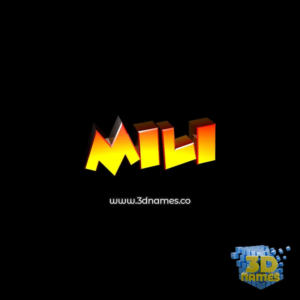 mili in Black Background style - 3D name wallpaper