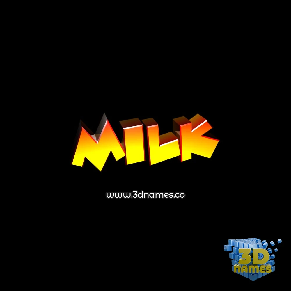 milk in Black Background style - 3D name wallpaper
