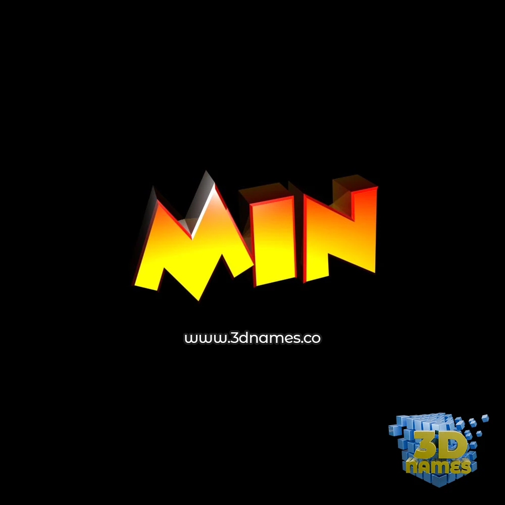 min in Black Background style - 3D name wallpaper