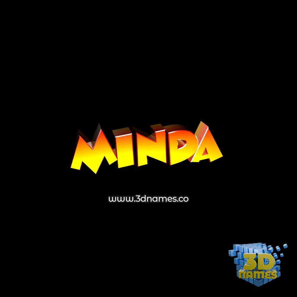 minda in Black Background style - 3D name wallpaper