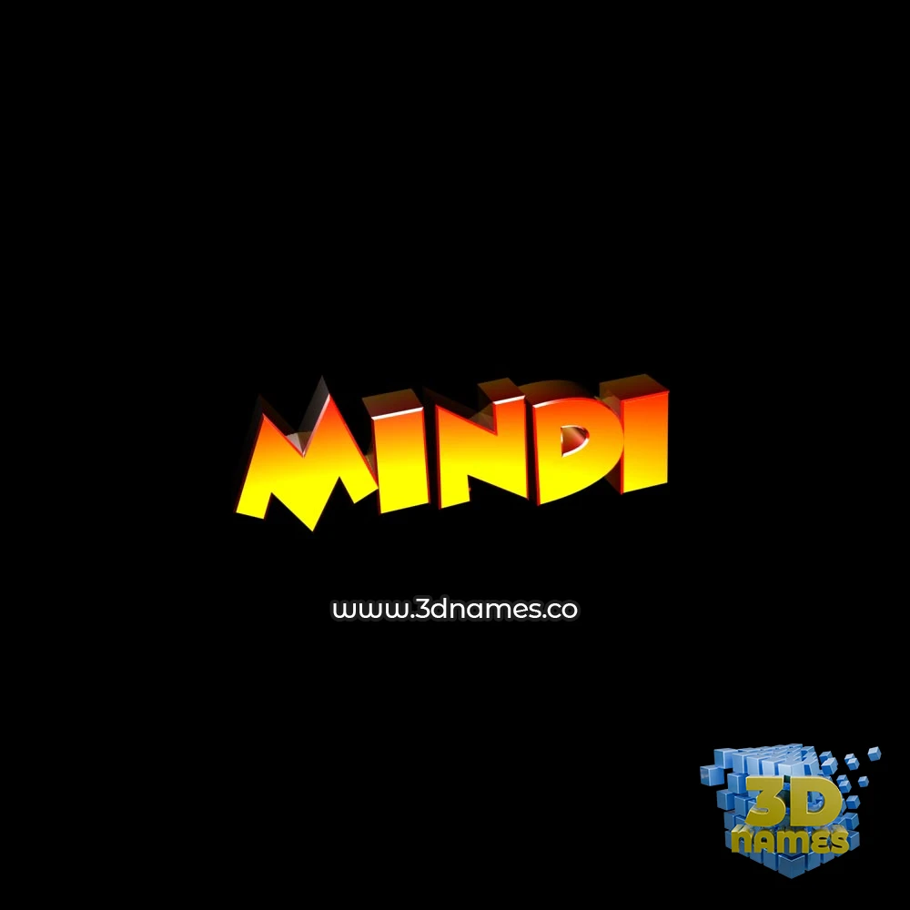 mindi in Black Background style - 3D name wallpaper