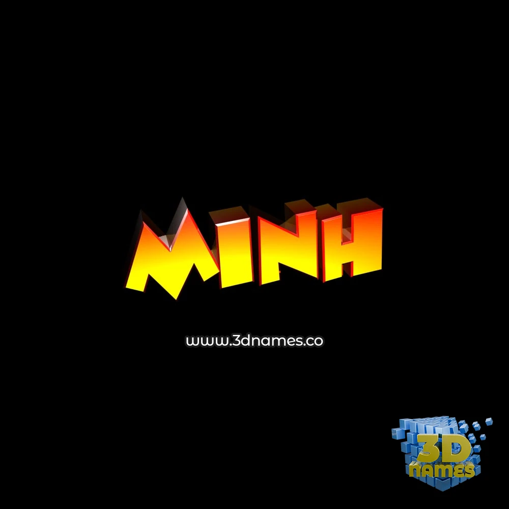 minh in Black Background style - 3D name wallpaper