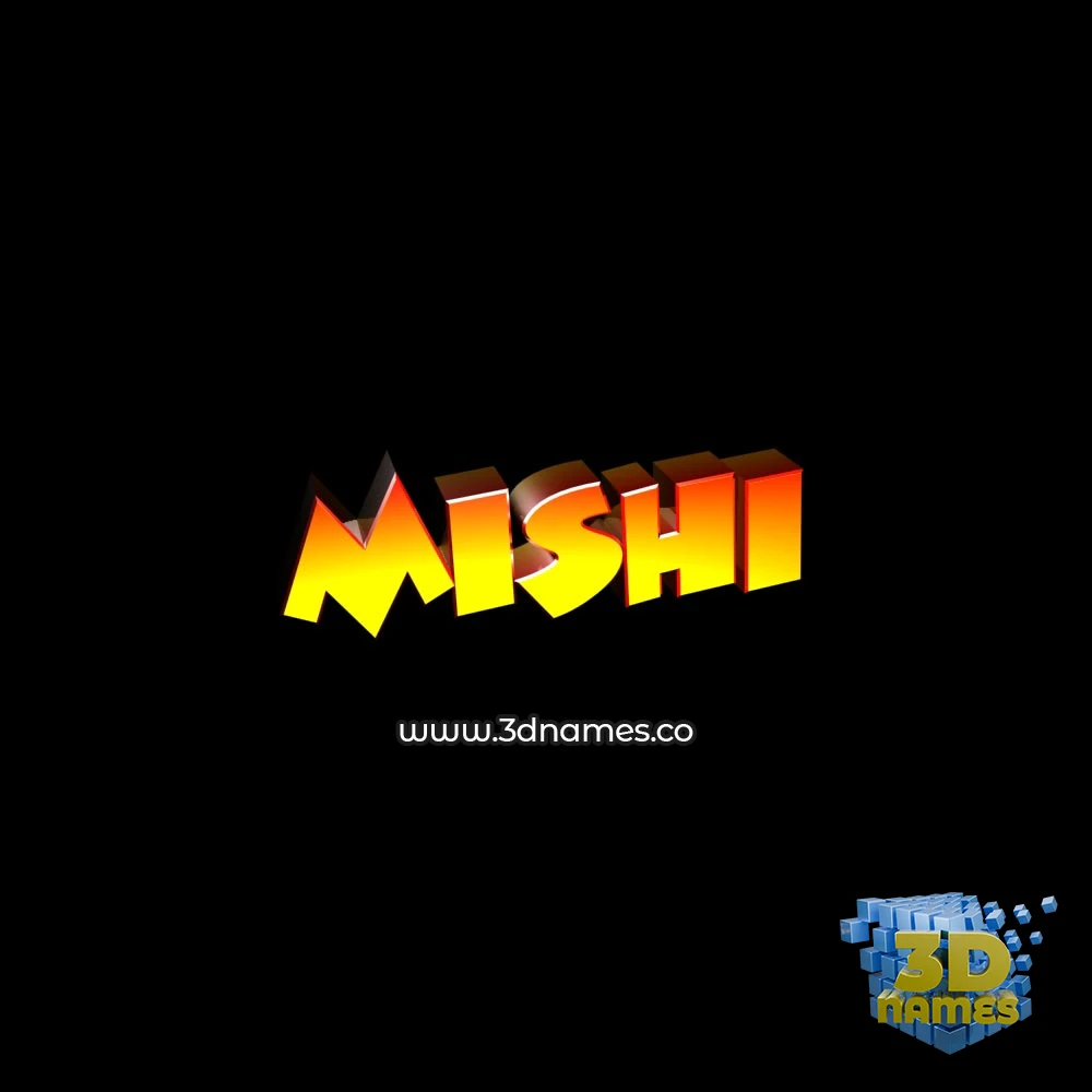 mishi in Black Background style - 3D name wallpaper
