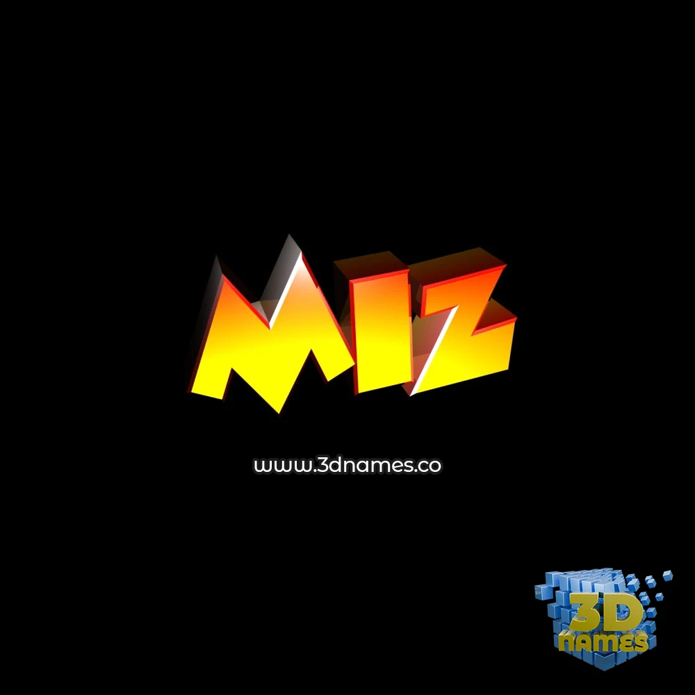 miz in Black Background style - 3D name wallpaper
