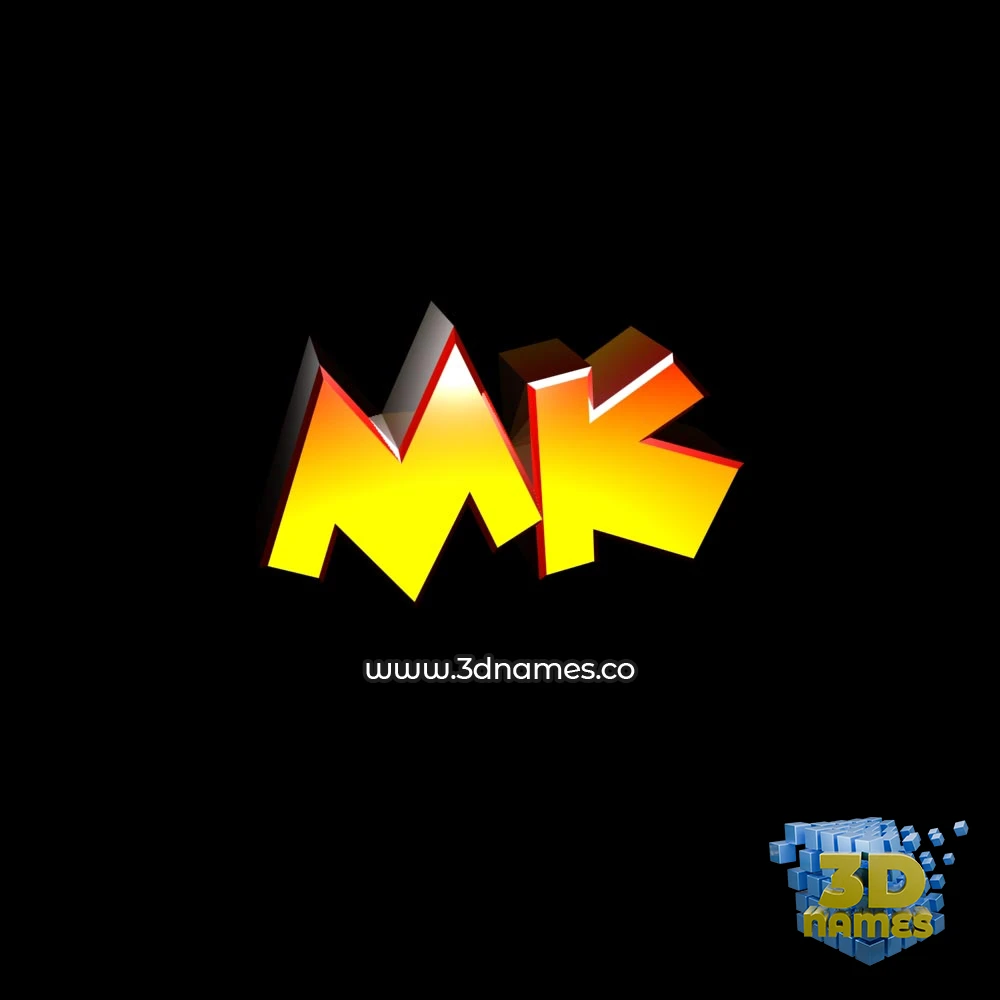 mk in Black Background style - 3D name wallpaper