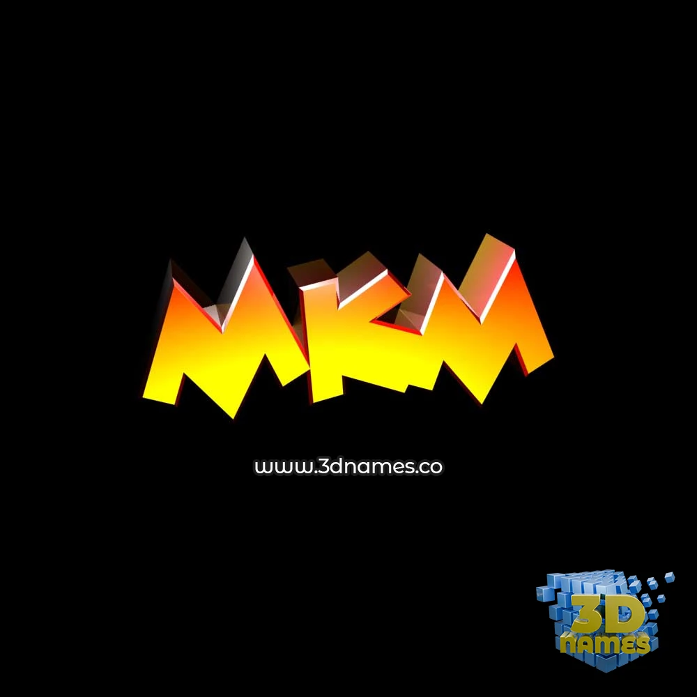 mkm in Black Background style - 3D name wallpaper