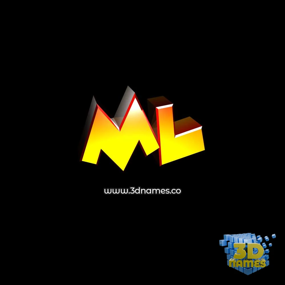 ml in Black Background style - 3D name wallpaper