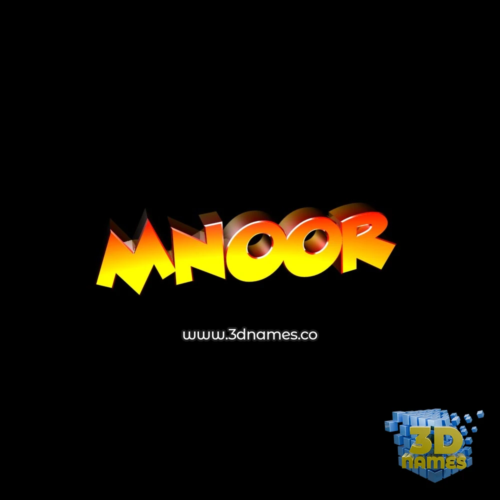 mnoor in Black Background style - 3D name wallpaper