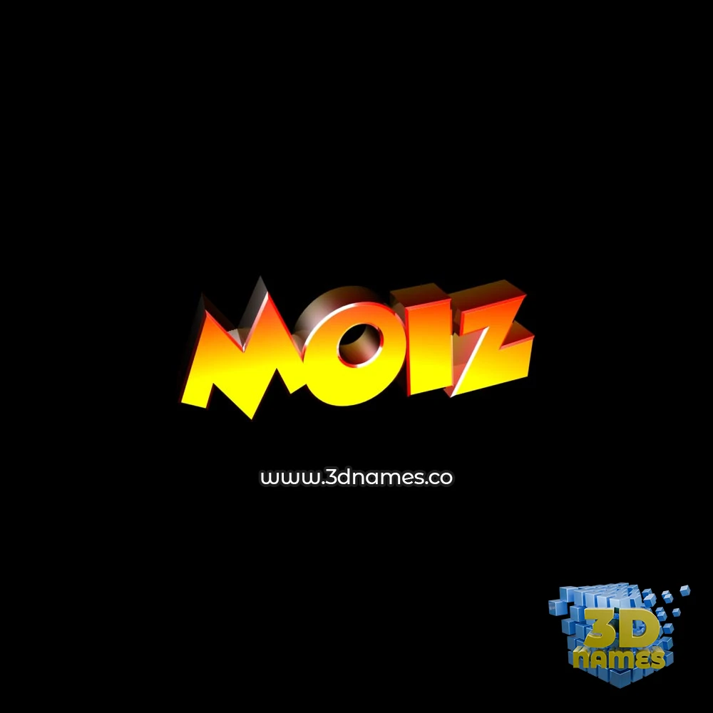 moiz in Black Background style - 3D name wallpaper