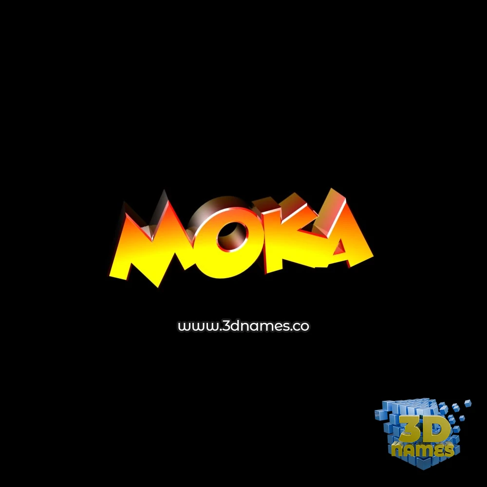 moka in Black Background style - 3D name wallpaper