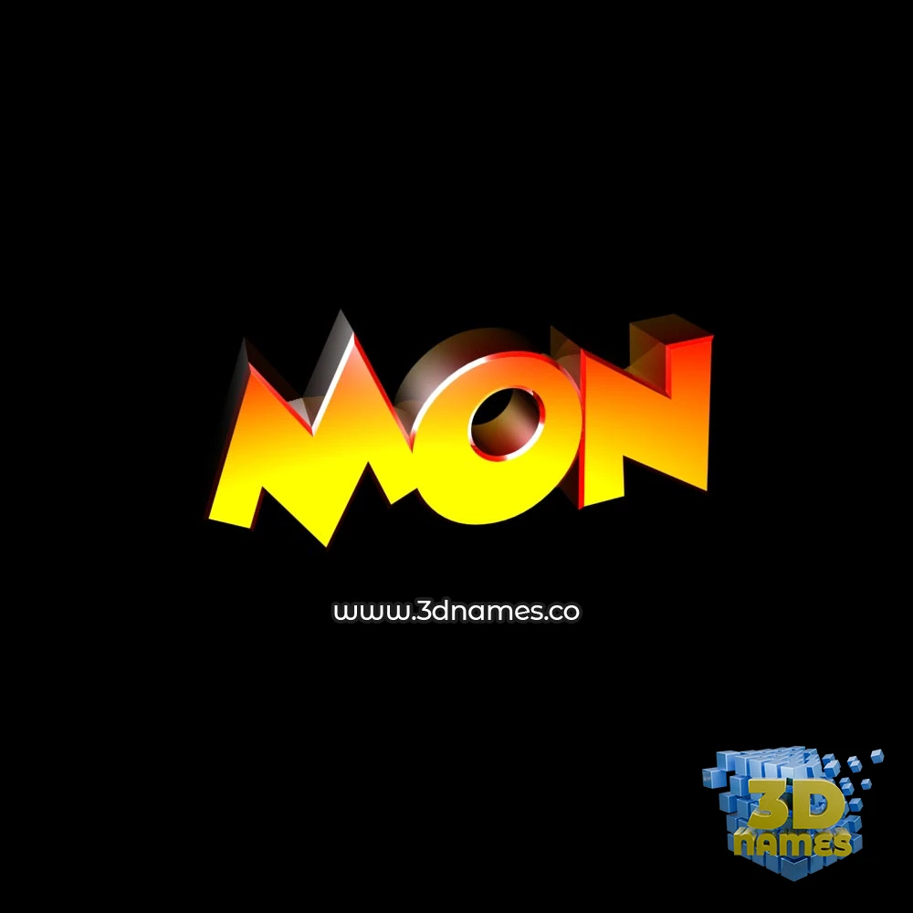 mon in Black Background style - 3D name wallpaper