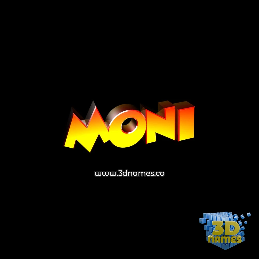 moni in Black Background style - 3D name wallpaper