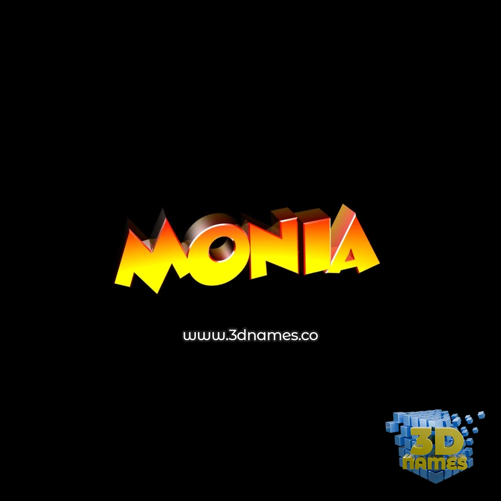 monia in Black Background style - 3D name wallpaper