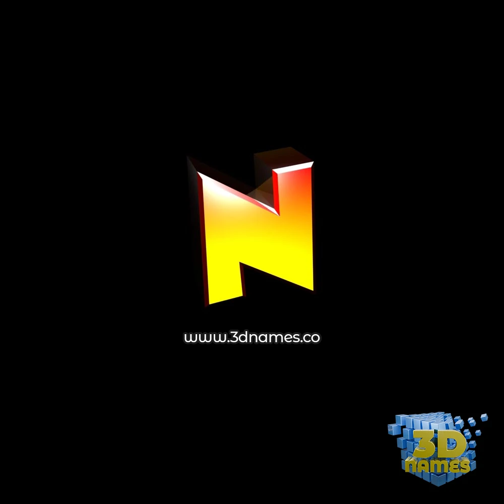 n in Black Background style - 3D name wallpaper