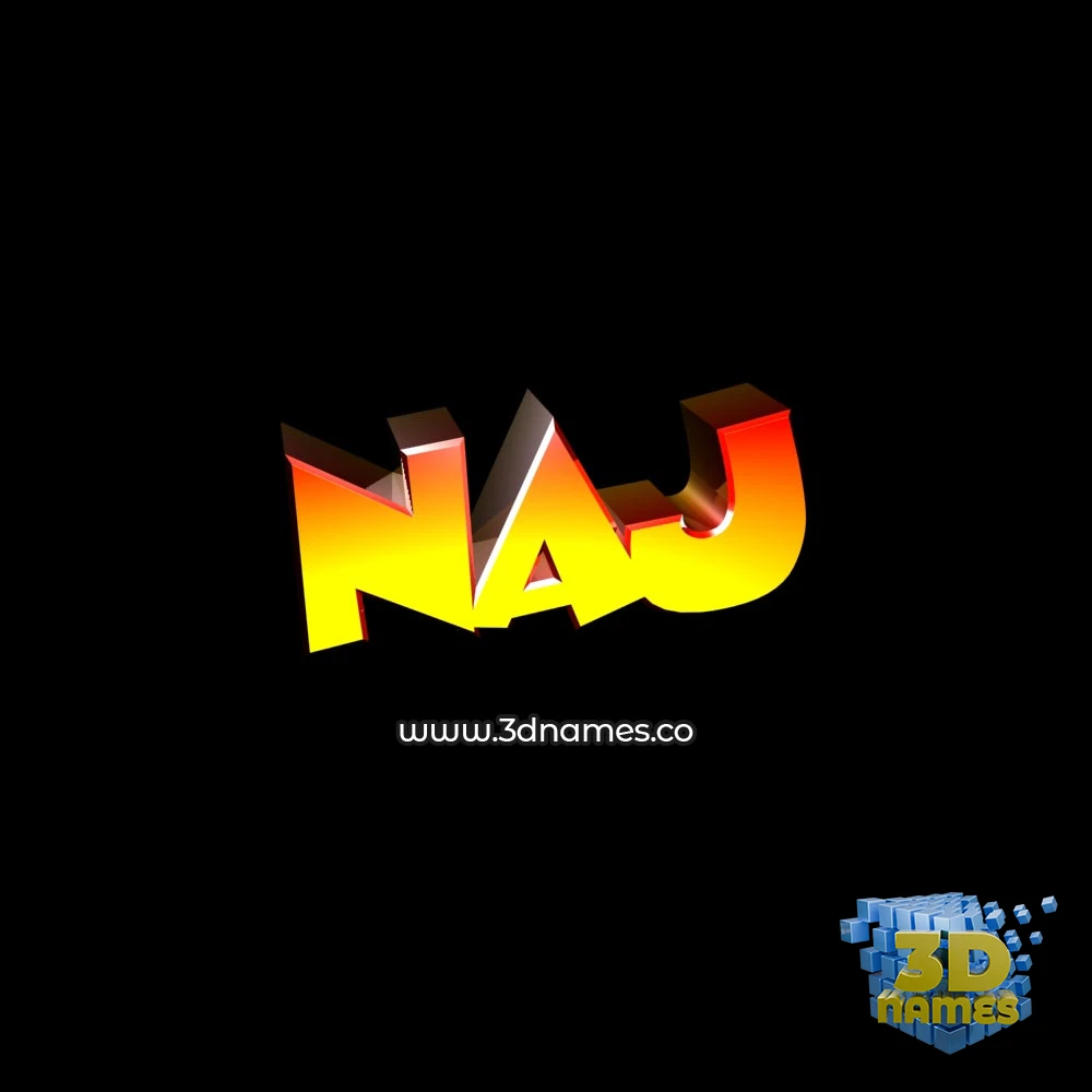 naj in Black Background style - 3D name wallpaper