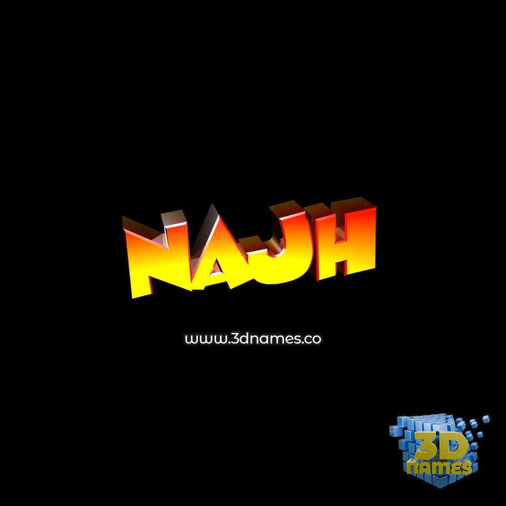 najh in Black Background style - 3D name wallpaper