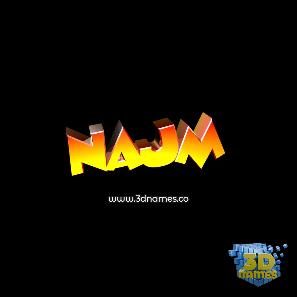 najm in Black Background style - 3D name wallpaper