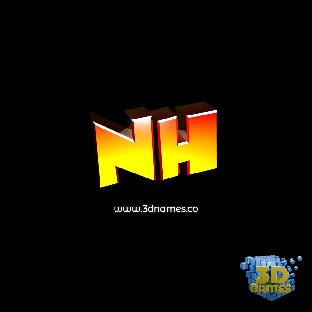 nh in Black Background style - 3D name wallpaper