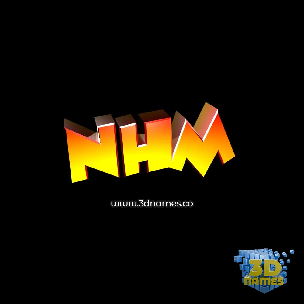 nhm in Black Background style - 3D name wallpaper