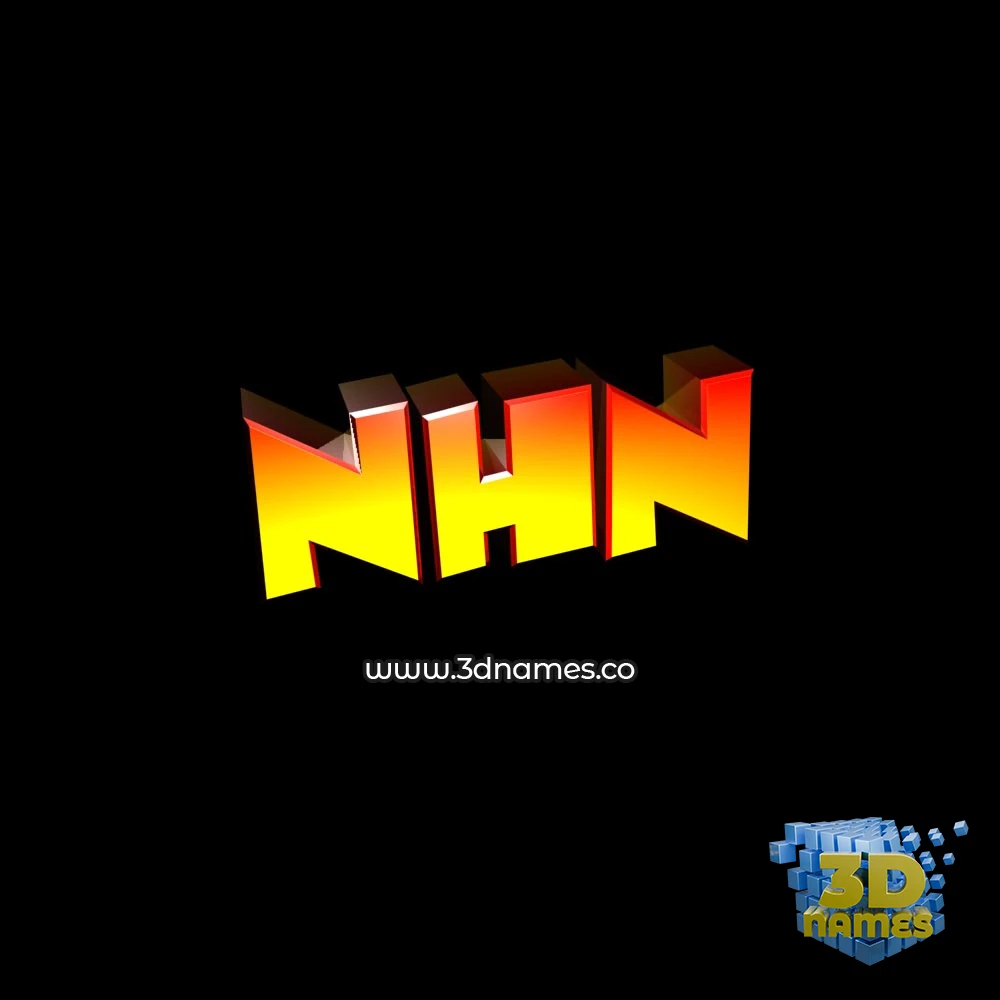 nhn in Black Background style - 3D name wallpaper