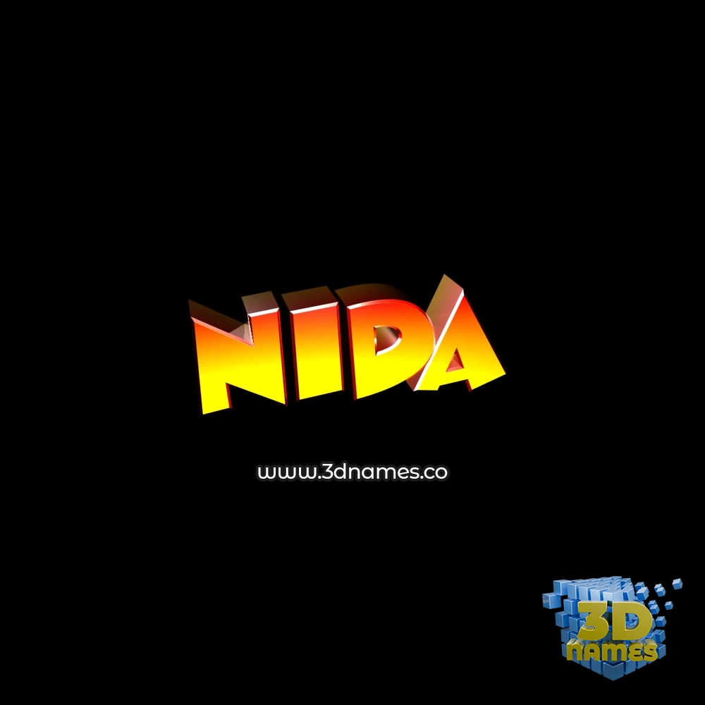 nida in Black Background style - 3D name wallpaper