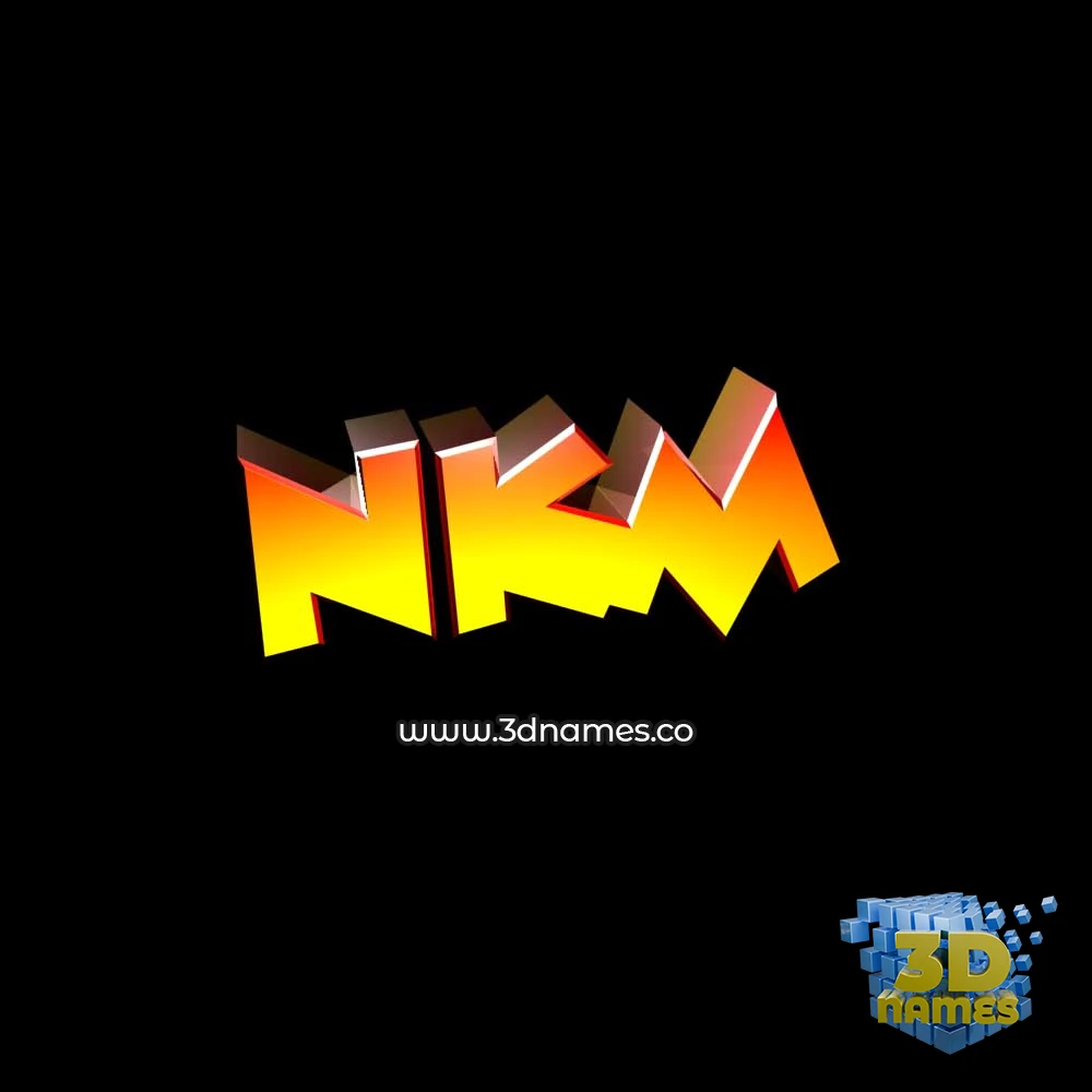 nkm in Black Background style - 3D name wallpaper