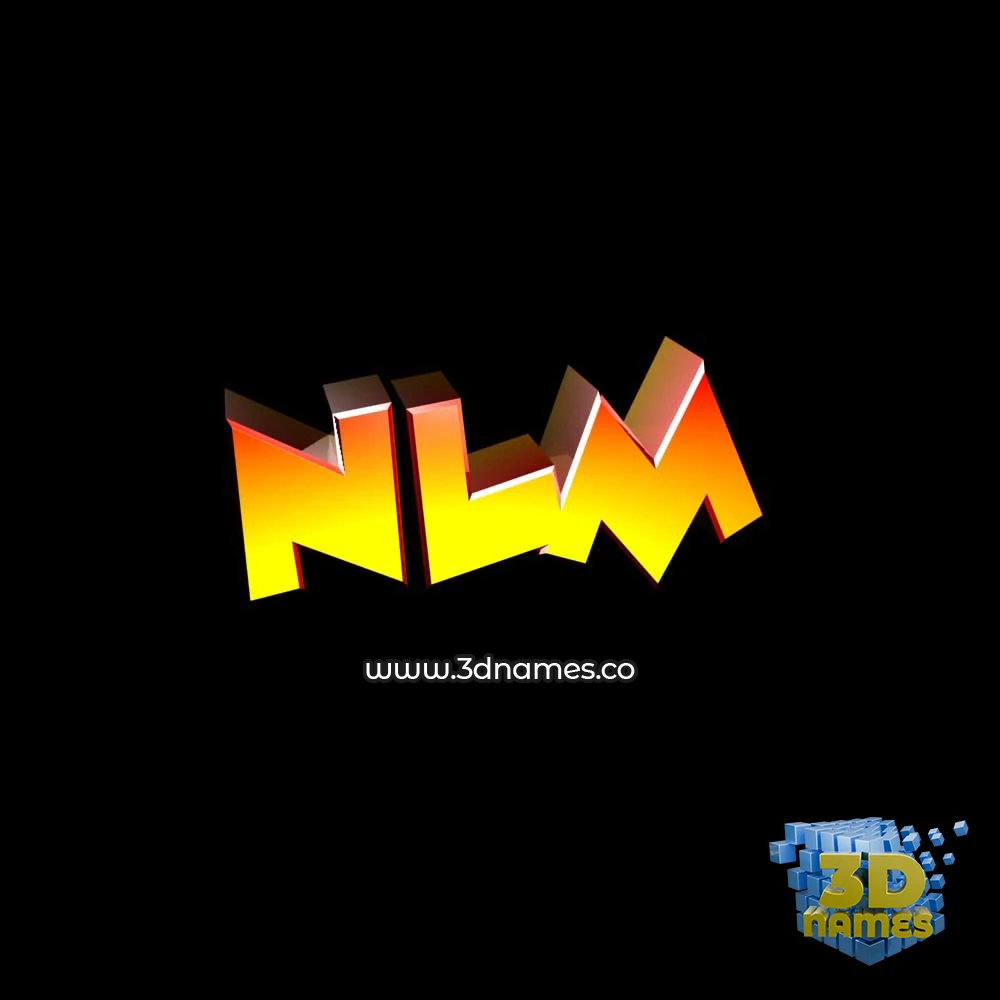 nlm in Black Background style - 3D name wallpaper