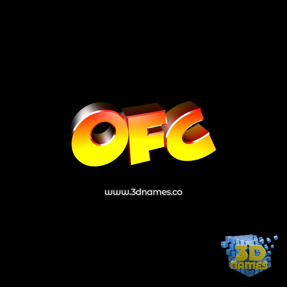 ofc in Black Background style - 3D name wallpaper