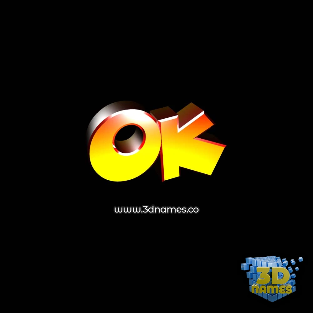 ok in Black Background style - 3D name wallpaper