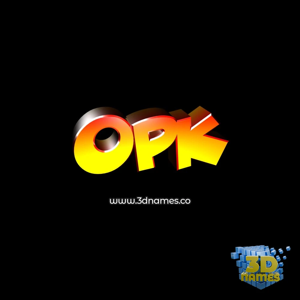 opk in Black Background style - 3D name wallpaper