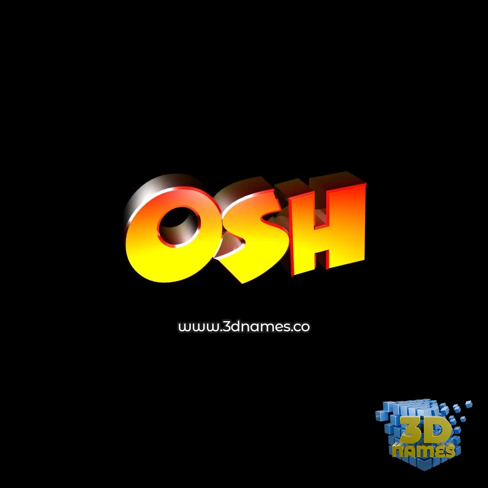 osh in Black Background style - 3D name wallpaper