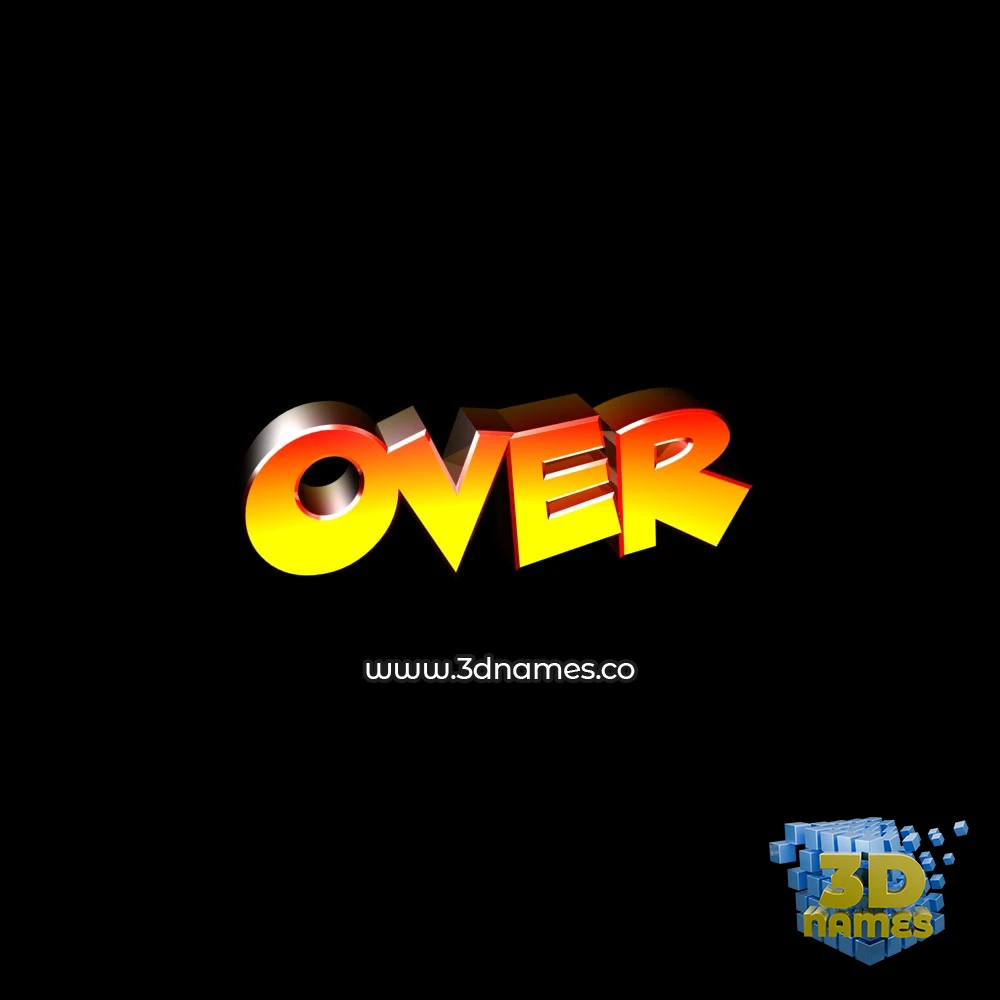 over in Black Background style - 3D name wallpaper