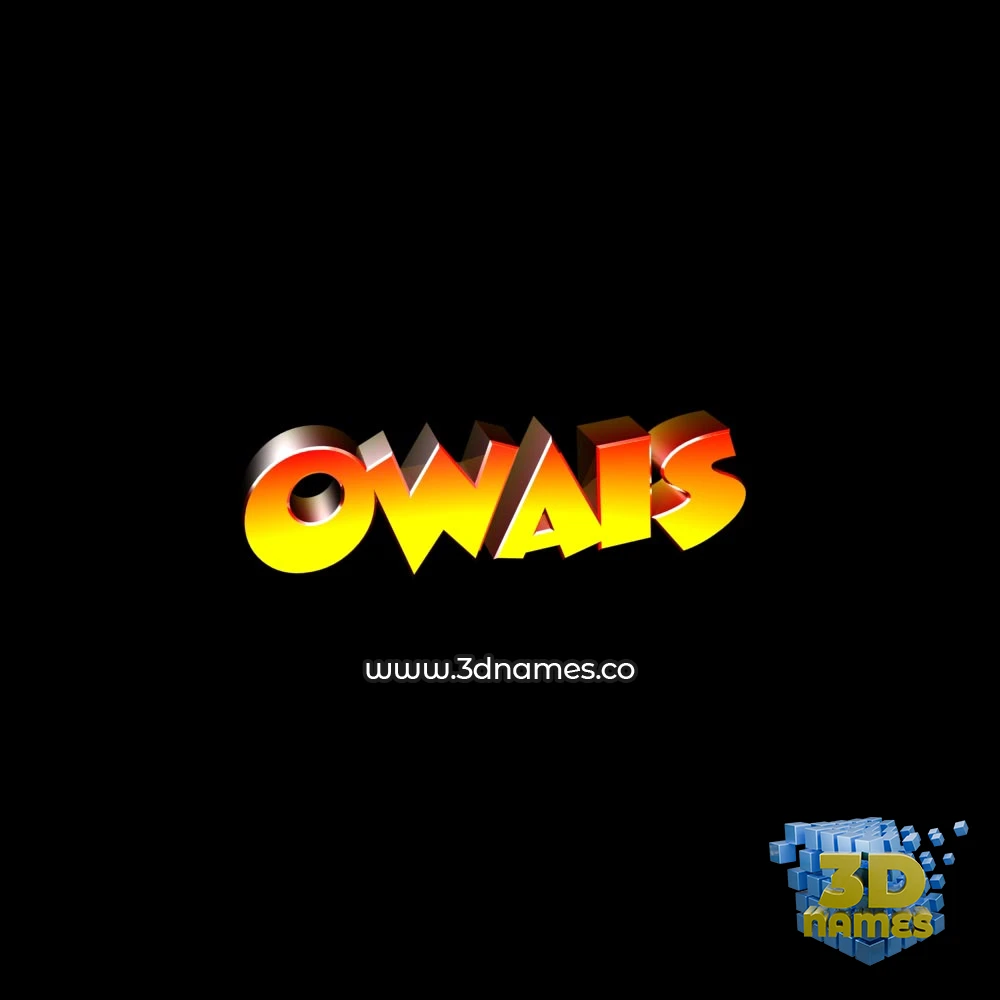owais in Black Background style - 3D name wallpaper