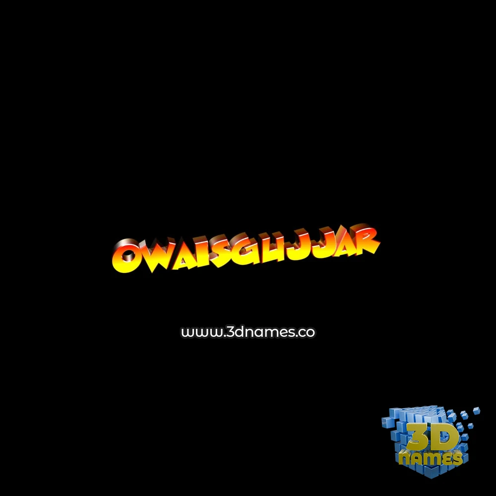 owaisgujjar in Black Background style - 3D name wallpaper
